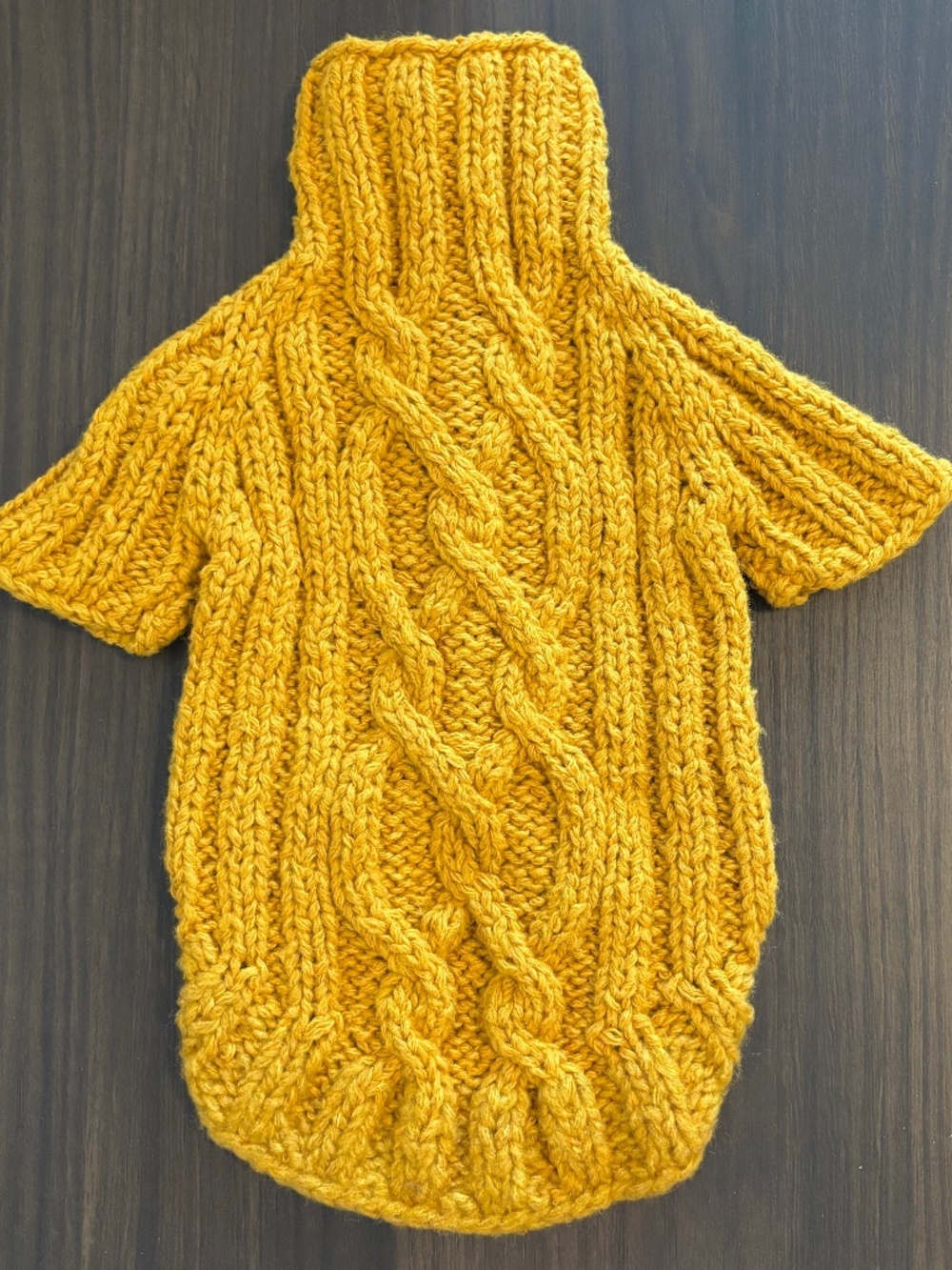 Hand-knit orange dog sweater